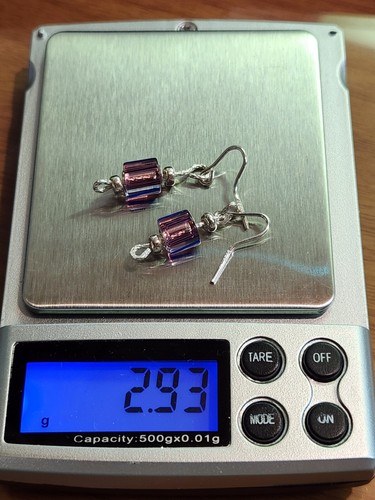 Genuine Sterling Silver & Artisan Handcrafted "Furnace Glass" Bead Earrings - Picture 12 of 12