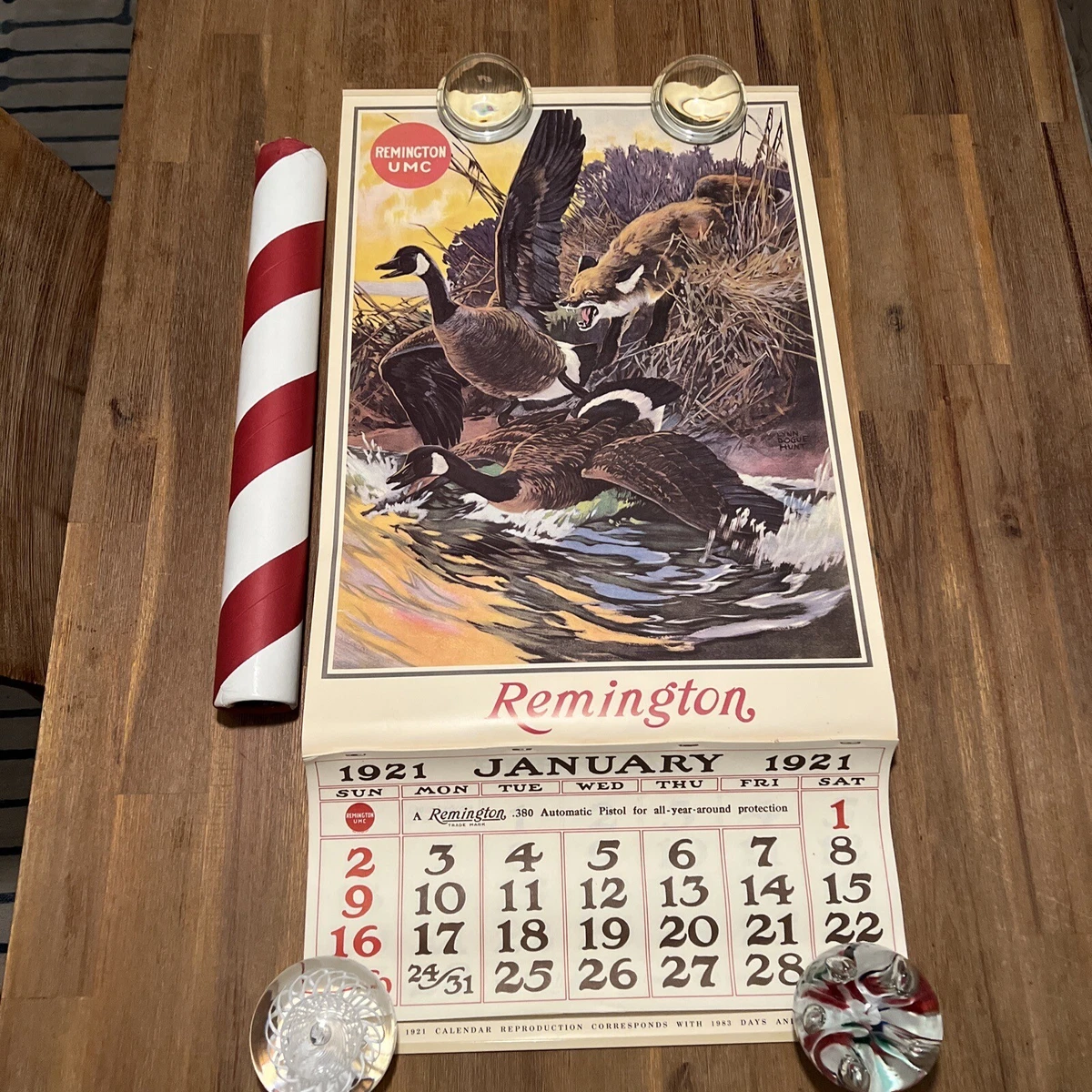 reproduction-1983-remington-arms-calendar-poster-fox-chase-geese-ebay