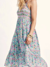 LoveShackFancy Ottawa Midi Halter Dress in Coral Reef Waves Tassel Sz L $425.00