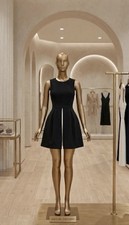 DiKa Black & White Pleated Mini Dress | Quiet Luxury | Size M / UK 10