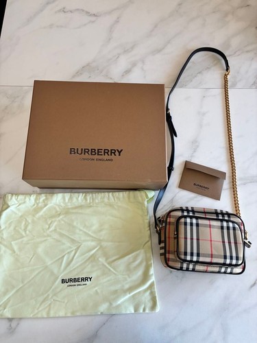 BURBERRY check pattern shoulder bag camera bag
