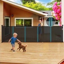 Retractable Baby Gate 160" 42" Extra Wide Black Mesh for Dogs Children