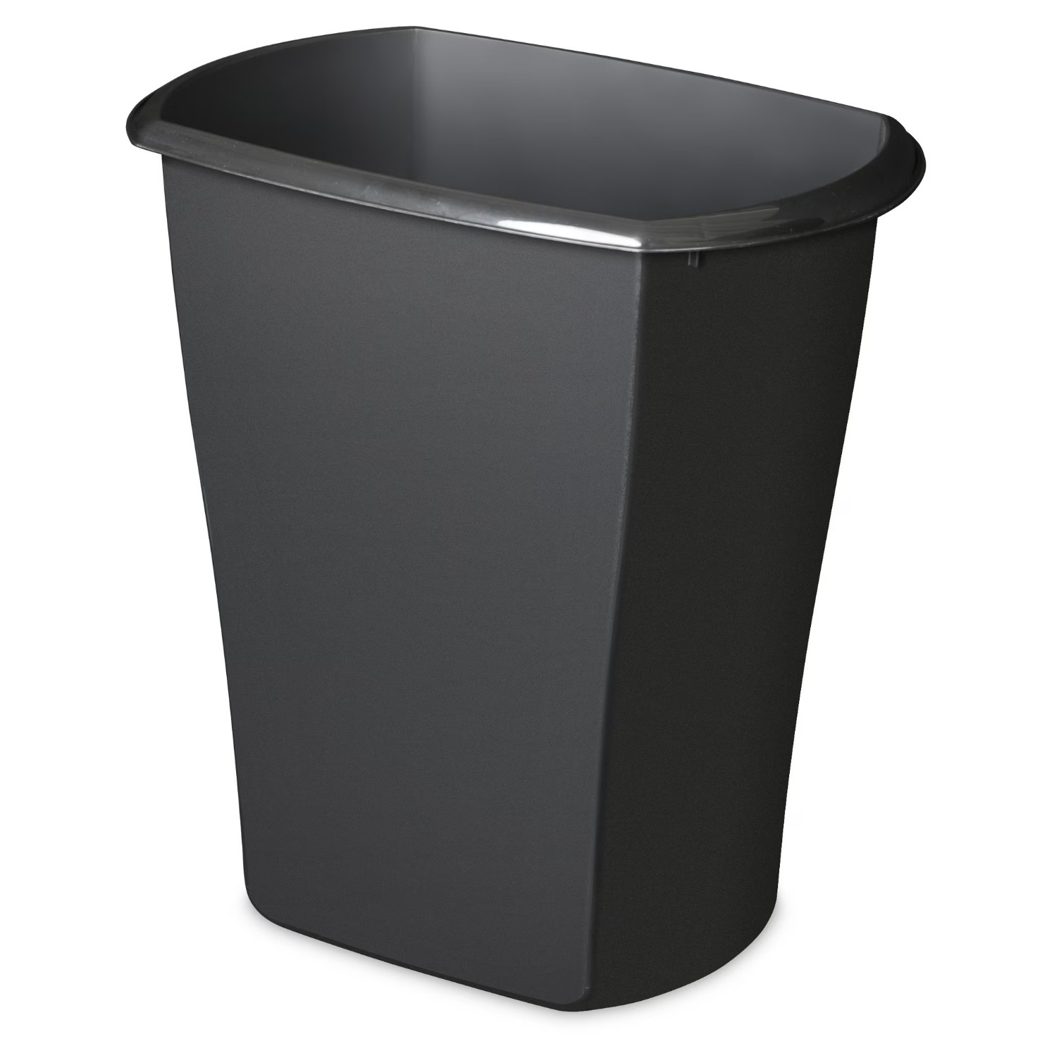 Kitchen Trash Can, 10 Gallon Plastic Garbage Bin with No Lid, Black 18x12x19