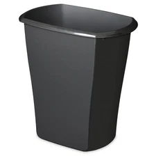Kitchen Trash Can, 10 Gallon Plastic Garbage Bin with No Lid, Black 18x12x19