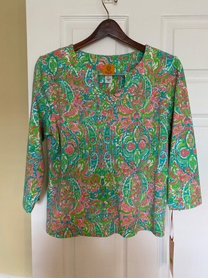 Ruby Road Top-Women's 3/4 sleeves-NEW with tags-Multicolor green