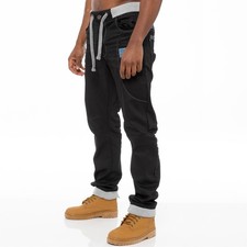 Enzo Mens Cuffed Jeans Designer Denim Joggers Pants Big King Sizes All Waists