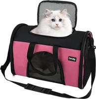 Transporttasche FüR Katzen Und Hunde Faltbar Atmungsaktiv Mit Schultergurt Rosa