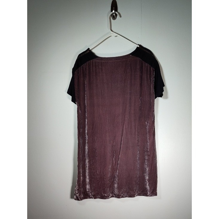 Madewell Eliot silk blend velvet t-shirt tunic shift dress mauve gray purple L View 5