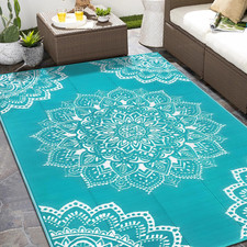 Waterproof Outdoor Rug 6X9 Ft, Reversible Plastic Straw Rug for Patio Clearance,