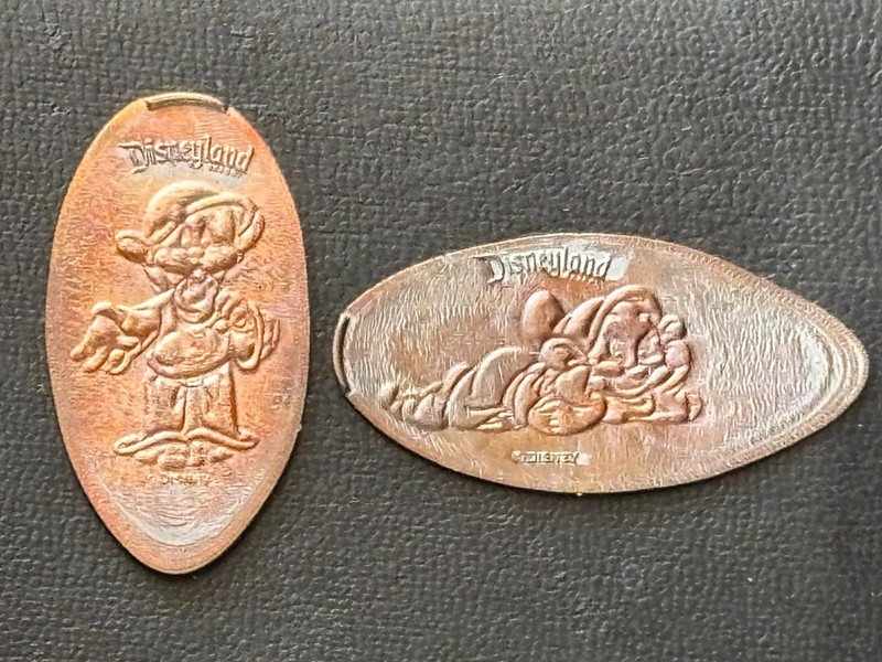 2-Disney's ~ Dopey ~ Dwarf Disneyland Elongated Pressed Pennies