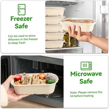 50 Pack 23 Oz Disposable Meal Prep Containers Sugarcane Fiber Paper Salad Bowls