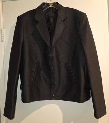 Mesquite Western Pearl Snap Jacet Black Men Size 45R