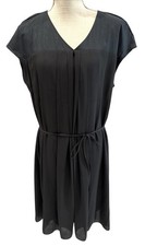 Simply Vera Vera Wang Black Pleated Dress XL With Tie Waist