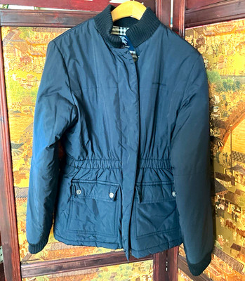 Burberry Dieven Black Zip Jacket Plaid Lined Down Insulated