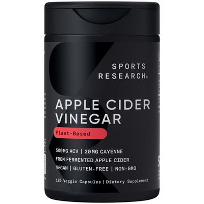 Apple Cider Vinegar 500mg + Organic Cayenne Pepper ACV Supplement Non-GMO 120 ct