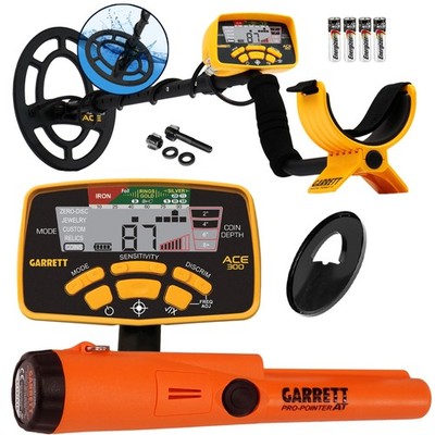 Garrett ACE 300 Metal Detector with Waterproof Search Coil and Pro-Pointer AT