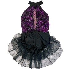 Handmade Solo Dance Festival Rave Skate Costume Leotard Bodysuit Tutu Bustle L
