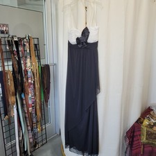 NWT City Triangles Vintage 90s White Black Long Formal Gown Dress Flower 13