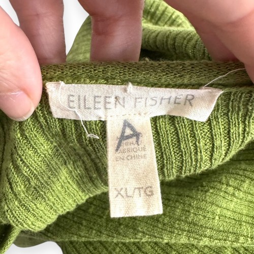 Eileen Fisher Green Organic Linen Cotton Blend Light Weight Sweater Women's XL - 第 8/9 張圖片