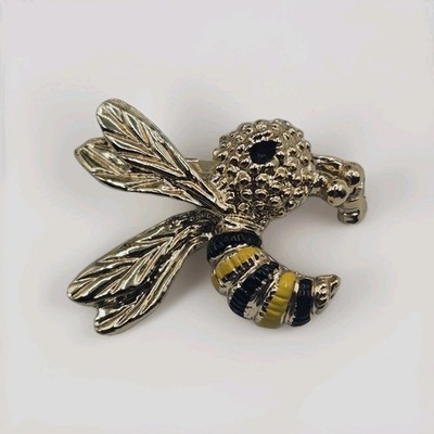 Vintage GERRYS BEE PIN BROOCH Insect Wasp Hornet Gold Tone 1  Signed EUC 