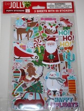 Be Jolly Christmas Puffy Stickers 3 Sheets with 59 Stickers Happy Holidays NEW