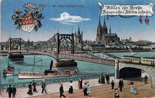  Koln am Rhein Neue Hangebrucke heraldic bridge tram Germany color Postcard 