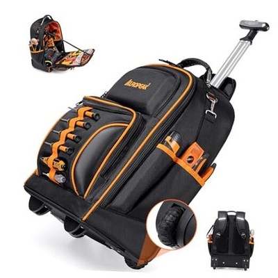 2-In-1 Rolling Tool Backpack Heavy Duty, Rolling Tool Bag with 63 Pockets