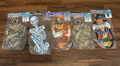 Beistle Vintage Halloween Lot Of 7  Skeleton,Witch, Mummy, Pirate, Banner ￼￼￼