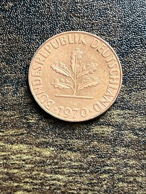 1970 Germany 2 Two Pfennig AU Almost Uncirculated Actual Coin TC4602*