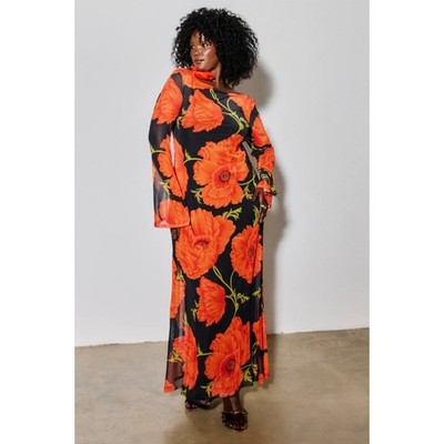 Never Fully Dressed Black Red Poppy Aria Mesh Dress Size US 14 New