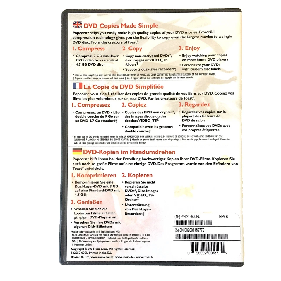 Roxio Popcorn [OLD VERSION] For Mac (2004) With CD Key and Guide - Free P&P - Image 3 of 4