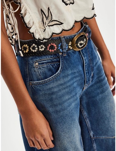 Free People Indigo Dreaming Raffia Belt