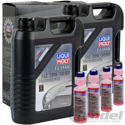 2x5L LIQUI MOLY MOTORÖL SAE 20W-50 HD MINERALISCH+4x250ML LIQUI MOLY BLEI-ERSATZ