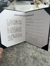 Piaget Certificate of Authenticity for Jewelry and Watches 4"x4.75"