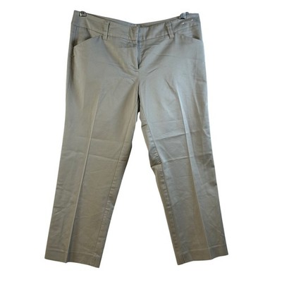 New York Company Stretch Capri Pants Khaki Size 4 Flat Front Cotton Blend
