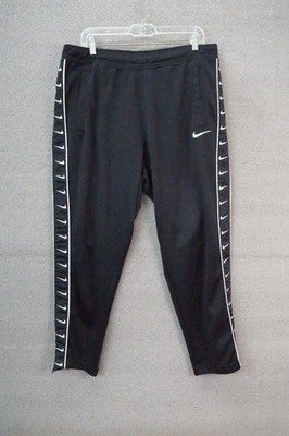Nike Track Pants Mens XL Black  Side Stripe Swoosh Logo Athletic Polyester