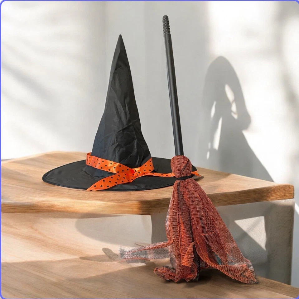 Baby Witch Halloween Costume | W/ Dress + Hat + Broom | Kids Size : 90cm - Image 4 of 4