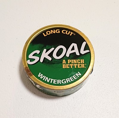 Wintergreen Skoal Can July 21 2007 Pre Warning Lid Metal Lid Straight Long Cut