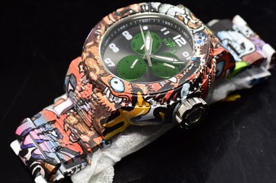NEW Invicta Pro Diver NeoArt Flux  Men's Graffiti Watch 52mm Steel Aqua Plating