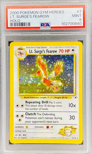 Lt. Surge's Fearow (Unlimited) graded PSA 9 for sale on eBay