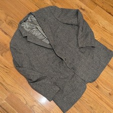 Vintage Men's Grey Plaid Blazer 100% Wool Made in USA Old Money Preppy
