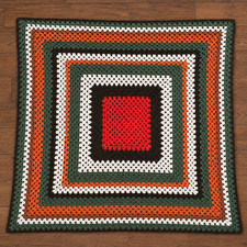 Afghan Blanket Throw Crochet Granny Retro Multi Color 48"x48" Vintage Handmade