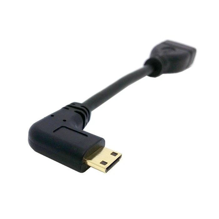 Mini HDTV Left Angle Male to HDTV Female Adapter Cable For Camera DV PC - 0.15m - Image 3 of 4