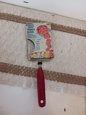 Vintage EKCO Tomato Slicer; Red Wood Handle