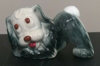 Vintage Ceramic Airwick Diffuser Japan Puppy Figurine Grey Dog 3 inches tall