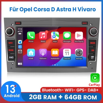 Autoradio DAB+ Carplay Android 14 GPS NAVI Für Opel Meriva Corsa C D Astra G H