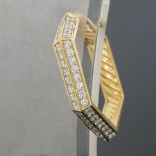 David Yurman Carlyle Hoop Single Earring 18K Yellow Gold Pave Diamonds