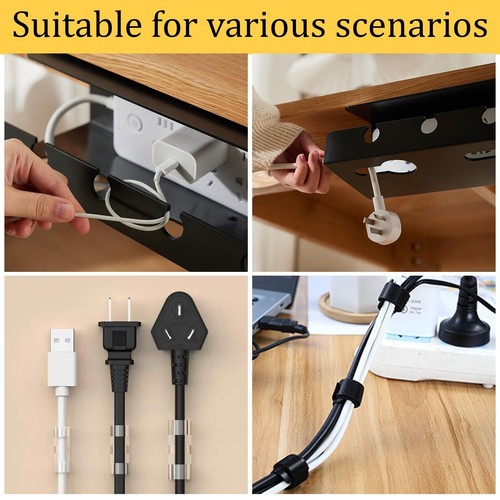 Set de 2 Noir Plateau de Gestion des Câbles sous Le Bureau Chemin de Cables O... - Afbeelding 7 van 8