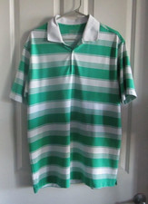 Nike Golf Tour Performance Men's Green Stripe Dri-Fit Polo Shirt Short Sleeve L