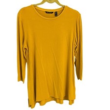 H By Halston Essentials Mustard Yellow 3/4 Sleeve Tunic Top M